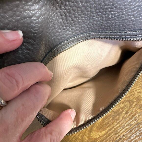 The Sak Sequoia Leather Handbag Gray Hobo Shoulder Bag Purse Pebbled Leather - Picture 7 of 12